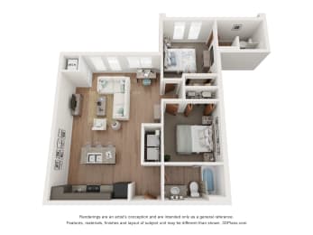  Floor Plan Oak 2 Bedroom 2 Bathroom