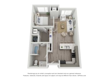  Floor Plan Apartment Style- 1 Bedroom 1 Bathroom