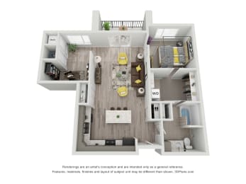  Floor Plan Apartment Style- 1 Bedroom 1 Bathroom with Den