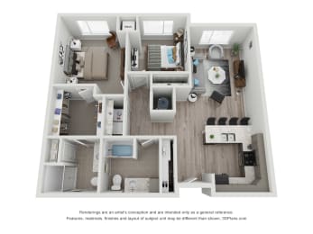  Floor Plan Apartment Style- 2 Bedroom 2 Bathoom