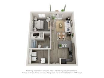  Floor Plan Apartment 1 Bedroom 1 Bathroom