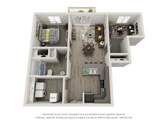  Floor Plan Apartment 1 Bedroom 1 Bathroom with Den