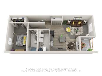  Floor Plan Flat Style 1 Bedroom 1 Bathroom