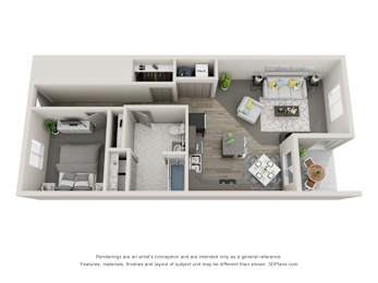  Floor Plan Flat Style 1 Bedroom 1 Bathroom Accessible