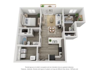  Floor Plan Apartment Style- 1 Bedroom 1 Bathroom with Den