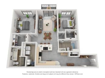  Floor Plan Silver - 2 Bedroom 2 Bathroom