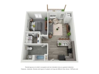  Floor Plan 1 Bedroom 1 Bathroom