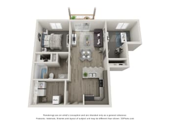  Floor Plan 1 Bedroom 1 Bathroom with Den