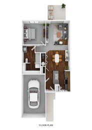 Floor Plan 1 Bedroom 1 Bathroom w/ Attached Garage
