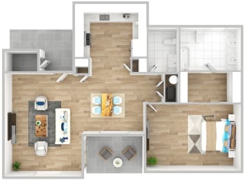 the aerial view of the floor plan of the apartment