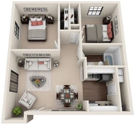 a floor plan of a house with a bedroom and a kitchen