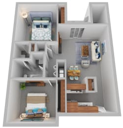  Floor Plan 2 Bed 1 Bath