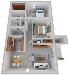  Floor Plan 2 Bed 1.5 Bath