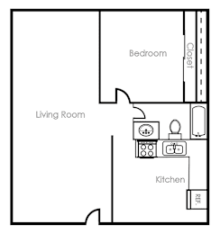  Floor Plan 1 Bed 1 Bath