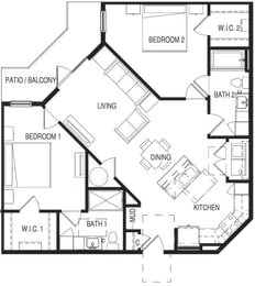 B3_1113sqft at Residences at 3000 Bardin Road, Grand Prairie