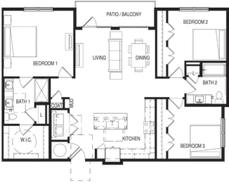 C1_1445sqft at Residences at 3000 Bardin Road, Grand Prairie, Texas