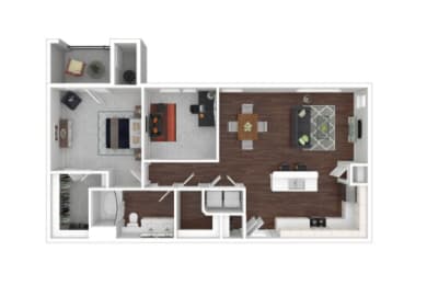 1X1 993sqft with study - 3D Furnished at Radius on Grove, Austin, Texas