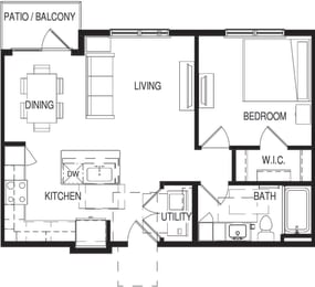 A1_691sqft at Residences at 3000 Bardin Road, Grand Prairie, Texas