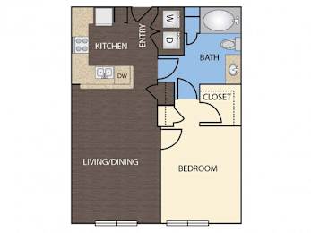 A1 - 1 Bed 1 Bath Floor Plan at Republic at Alamo Heights, Texas
