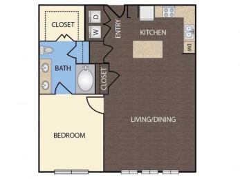 A2 - 1 Bedroom 1 Bath 840 Sq. Ft. Floor Plan at Republic at Alamo Heights, San Antonio, 78209