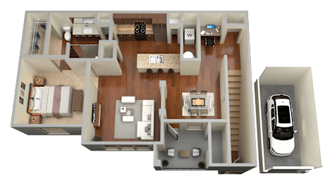 A3 - 1 Bed 1 Bath Floor Plan at Stone Lake, Grand Prairie, 75050