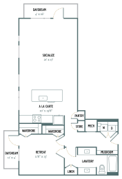 A7 - 1 Bedroom 1 Bath 1,053 Sq. Ft. Floor Plan at Gatsby on Ross, Texas