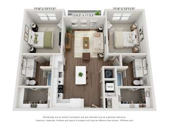 B1 floor plan at Kessler, Fort Worth, TX, 76137
