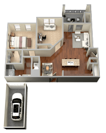 B1 - 1 Bed 1 Bath Floor Plan at Stone Lake, Grand Prairie