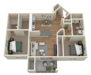 B2 Floor Plan at Rosillo Creek Apartments, San Antonio, Texas