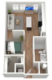 Studio 1 bath at Birdie on Woodland Greens, Austin, 78726