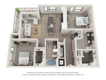 B2 Floor Plan at Durham Heights, Houston