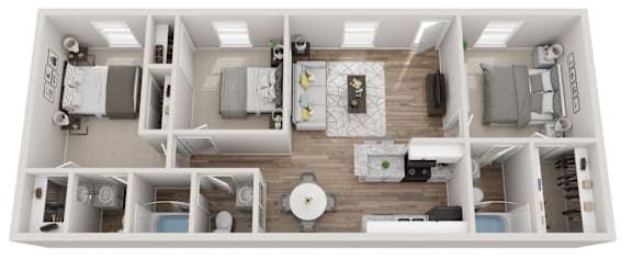 Mahogany Floor Plan at Hackberry Ranch Apartments, Clute