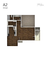 Floor Plan  A2 - 1 Bed 1 Bath Floor Plan at Melia, San Antonio, TX