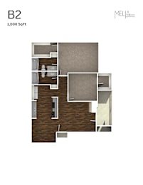Floor Plan  B2 - 2 Bed 2 Bath Floor Plan at Melia, San Antonio