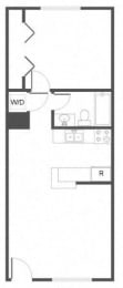 A1 Floor Plan at The Collection Lady Bird Lake, Austin, TX, 78741