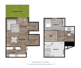 2 bed 2 bath B at Ivy Plains at Brooks Apartments, San Antonio , Texas