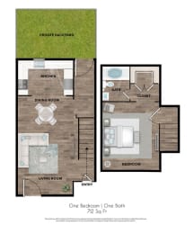 one bedroom one bath B at Ivy Plains at Brooks Apartments, San Antonio