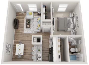 Pecan Floor Plan at Hackberry Ranch Apartments, Clute, TX