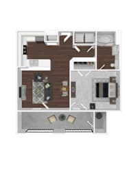 1 Bed 1 Bath Floor Plan at Radius on Grove, Austin, 78741
