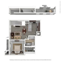 1 bed 1 bath A3 Floor Plan at Seville at Clay Crossing, Texas