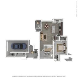 1 bed 1 bath A5 Floor Plan at Seville at Clay Crossing, Katy, Texas