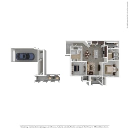 2 bed 2 bath B4 Floor Plan at Seville at Clay Crossing, Katy, Texas