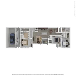 3 bed 2 bath C2 Floor Plan at Seville at Clay Crossing, Katy, TX
