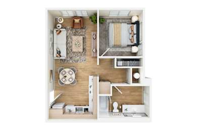 1 bed 1 bath Floor Plan at Terracina at Wildhawk, Sacramento, CA, 95829