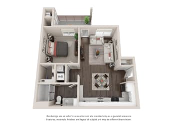 A1 Floor Plan at Aurora Apartments, California