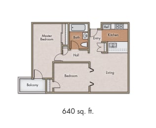 Floor Plan  Huntington Plaza 2 bedroom 640 square feet