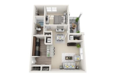 1 bedroom 1 bathroom Floor plan B at Abberly CenterPointe Apartment Homes, Virginia