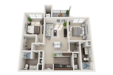 2 bedroom 2 bathroom Floor plan E at Abberly CenterPointe Apartment Homes, Virginia, 23114