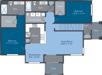 San Marco II Floor Plan at Abberly Square Apartment Homes, Waldorf, Maryland