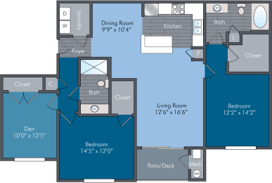 Trafalgar II Floor Plan at Abberly Square Apartment Homes, Waldorf, MD